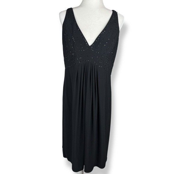 Black Beaded Dress Womens Size 16 Elegant Cocktail Witchy Goth  Celestial Vamp‎ - Picture 1 of 16
